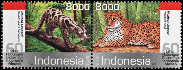 INDONESIA/SELLOS, 2013 - FAUNA - FELINOS - YV 2645/46 - 2 VALORES - NUEVO