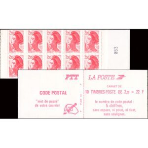 FRANCIA/SELLOS, 1986 - LA LIBERTAD - ORDINARIOS - YV 2427 C1 - CARNET CON 10 SELLOS