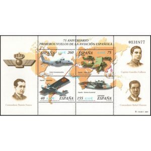 ESPAÑA/SELLOS, 2001 - AVIACION - Yv BL 96 - BLOQUE - NUEVO