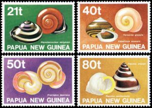 PAPUA NUEVA GUINEA/SELLOS, 1991 - CARACOLES - YV 626/29 - 4 VALORES - NUEVO
