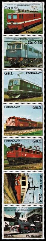PARAGUAY/SELLOS, 1981 - TRENES - YV 1828/34 - 7 VALORES - NUEVO