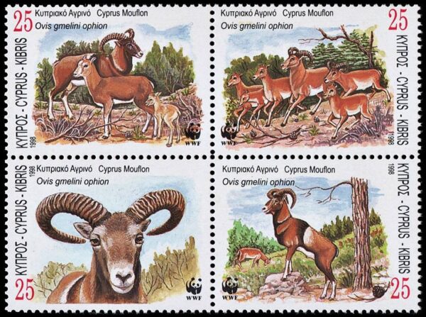 CHIPRE/SELLOS, 1998 - W.W.F. - FAUNA PROTEGIDA: MUFLON DE CHIPRE - YV 920/23 - 4 VALORES - NUEVO