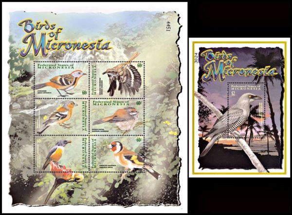 MICRONESIA/SELLOS, 2001 -AVES DE MICRONESIA - YV 1055/59 +BF 95 - HOJITA + BLOQUE - NUEVO