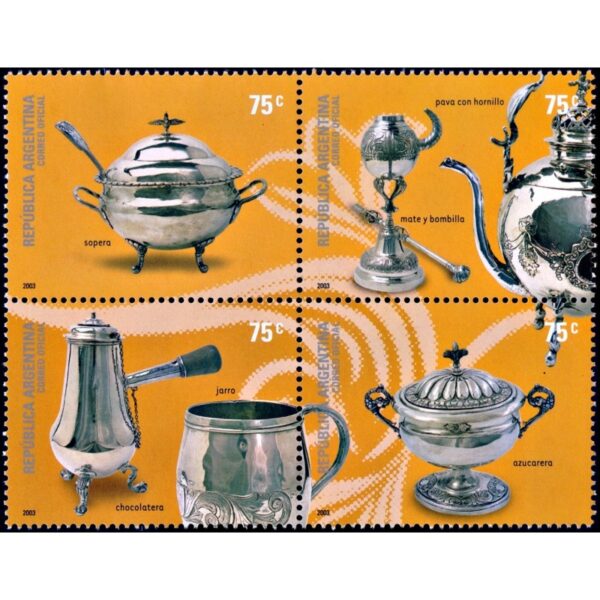 ARGENTINA/SELLOS, 2003 - PLATERIA DE USO DOMESTICO - CAT G J 3292/95 - 4 VALORES - NUEVO