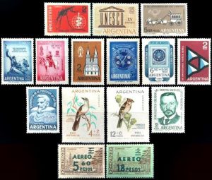 ARGENTINA - 1962 AÑO COMPLETO - 9 SELLOS CONMEMORATIVOS Y 6 AEREOS - MINT