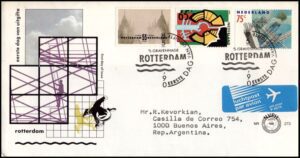 HOLANDA/SOBRE, 1990 - ARQUITECTURA - YV 1352/54 - 3 VALORES - SOBRE PRIMER DIA DE EMISION - "ROTTERDAM 8.5.90"