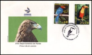 BOLIVIA/SOBRE, 2006 - AVES DE PANDO - TUCAN - PAJARO AZUL - Yv. 1252/3 - 2 VALORES - SOBRE PRIMER DIA DE EMISION