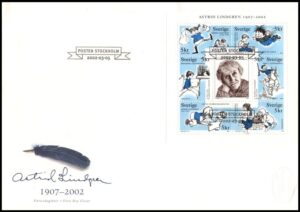 SUECIA/SOBRE, 2002 - LITERATURA INFANTIL - YV 2257/63 - 7 VALORES - SOBRE PRIMER PRIMER DIA DE EMISION