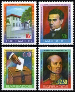 BARBADOS/STAMPS, 2006 - PERSONALITIES: SAMUEL JACKMAN PRESCOD (1806-1871) - JAMES LYON (GOVERNOR) - 175 YEARS OF RIGHT TO VOTE OF CITIZENS BLACKS AND COLORED BARBADIAN - YV 1169/72 - 4 VALORES - MNH