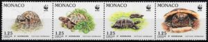 MONACO/SELLOS, 1991 - W.W.F. FAUNA PROTEGIDA: TORTUGA MEDITERRANEA - YV 790/93 - 4 VALORES - NUEVO