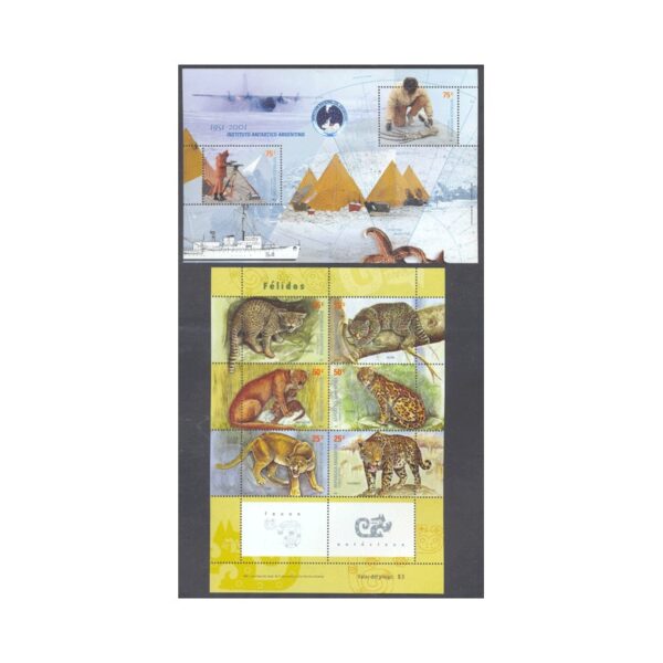 ARGENTINA - 2001 AÑO COMPLETO - 42 SELLOS CONMEMORATIVOS, 5 ORDINARIOS, 8 SELLOS DE UP Y 6 BLOQUES - NUEVOS - MINT