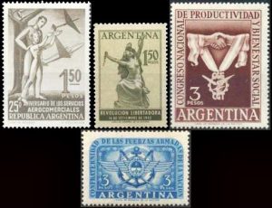 ARGENTINA - 1955  AÑO COMPLETO - 4 CONMEMORATIVOS - MINT