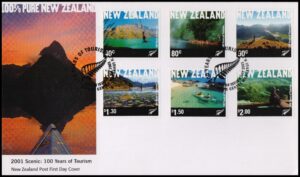 NUEVA ZELANDIA/SOBRES, 2001 - TURISMO - YV 1852/57 - 6 VALORES - SOBRE PRIMER DIA DE EMISION
