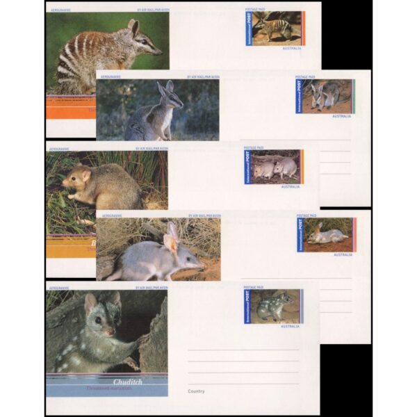 AUSTRALIA/SOBRES, FAUNA: MARSUPIALES AMENAZADOS - AEROGRAMAS