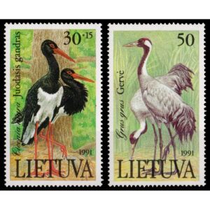 LITUANIA/SELLOS, 1991 - FAUNA, AVES - Yv 420/1 - 2 VALORES, NUEVOS