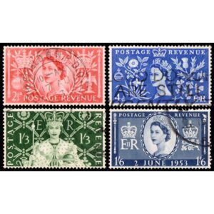 GRAN BRETAÑA/SELLOS, 1953 - CORONACION - ELIZABETH II - YV 279/82 - 4 VALORES - USADO