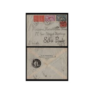 FRANCIA/HISTORIA POSTAL, 1930 - SOBRE CIRCULADO DESDE PARIS (30 AÑO 1930) A SAN PABLO (BRASIL) LLEGANDO E7 DE SEPTIEMBRE DE 1930 - CON Yv. 199 (x3), 240, 123