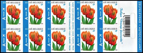 BELGIUM/STAMPS, 2008 - FLOWERS  - Yv. C3768 - SELF-ADHESIVE BOOKLET,  10 VALUES, MNH