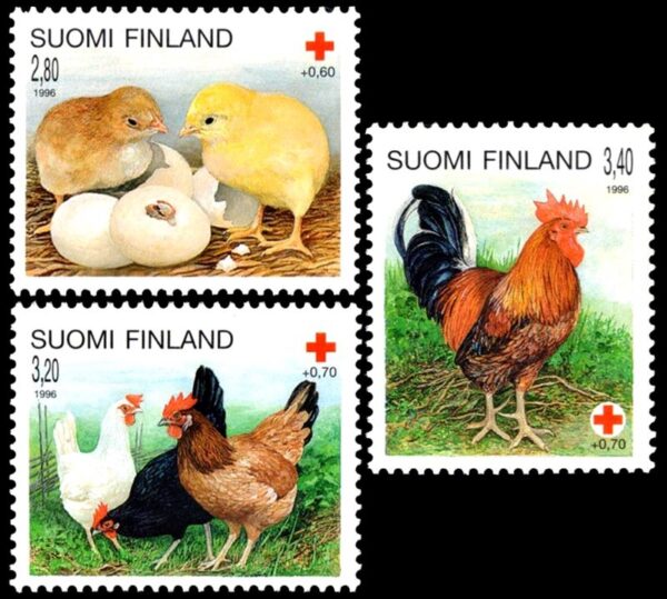 FINLANDIA/SELLOS - GALLINAS - CRUZ ROJA - YV 1300/02 - 3 VALORES - NUEVO