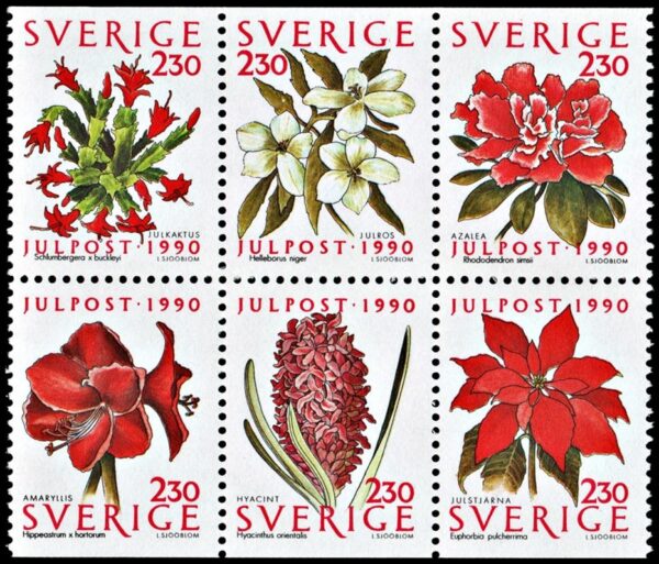 SUECIA/SELLOS, 1990 - NAVIDAD - FLORES - YV 1625/30 - 6 VALORES - NUEVO