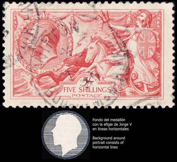GRAN BRETAÑA/SELLOS, 1912-1922 - JORGE V - CABALLOS DE MAR - YV 154a - 1 VALOR - MATASELLADO