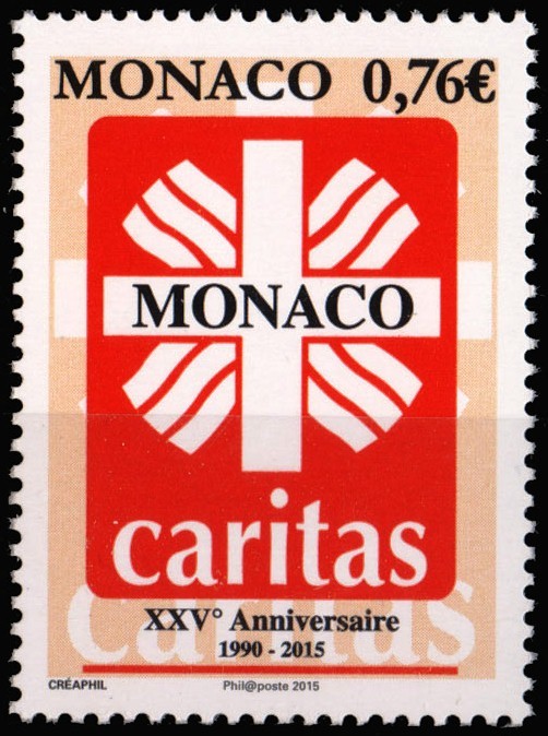 MONACO/SELLOS, 2015 - CARITAS DE MONACO - 25º ANIVERSARIO (1990-2015) 1 VALOR - NUEVO