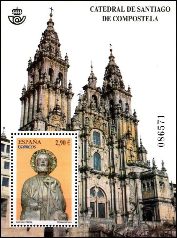 ESPAÑA/SELLOS, 2012 - CATEDRAL DE SANTIAGO DE COMPOSTELLA - YV BF 211 - BLOQUE - NUEVO