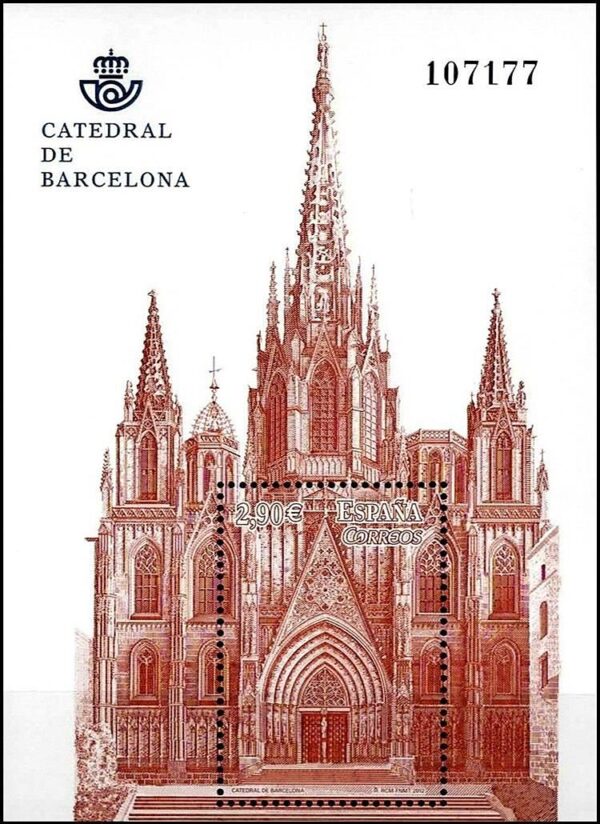 ESPAÑA/SELLOS, 2012 - CATEDRAL SANTA EULALIA DE BARCELONA - BF 217 - BLOQUE - NUEVO