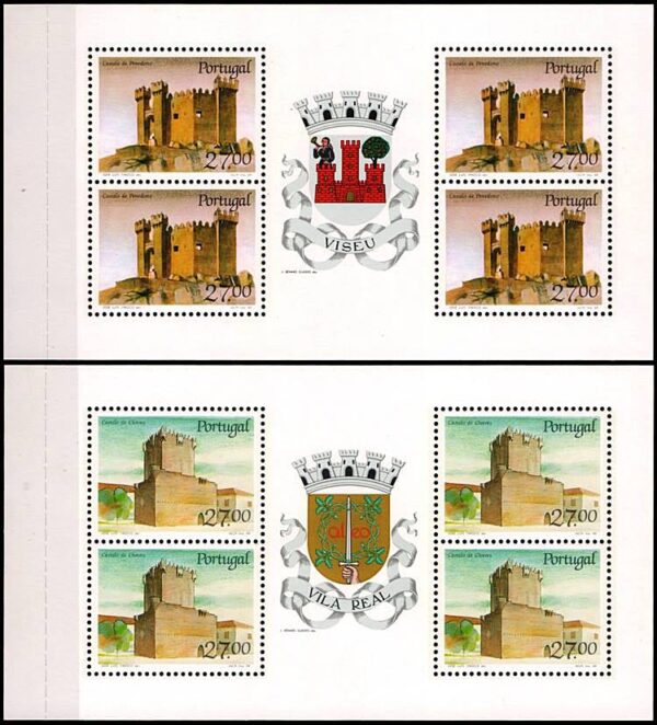 PORTUGAL/SELLOS, 1989 - CASTILLOS Y ESCUDOS DE PORTUGAL - YV 1735/36 - HOJITA DE 4 VALORES - NUEVO