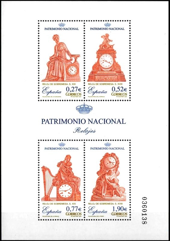 ESPAÑA/SELLOS, 2004 - RELOJES - PATRIMONIO NACIONAL - YV BF 135 - BLOQUE - NUEVO