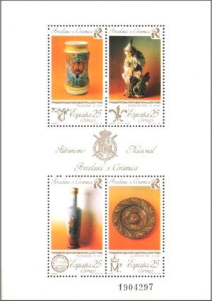 ESPAÑA/SELLOS, 1990 - PATRIMONIO NACIONAL - PORCELANA Y CERAMICA - YV BF 46 - BLOQUE - NUEVO