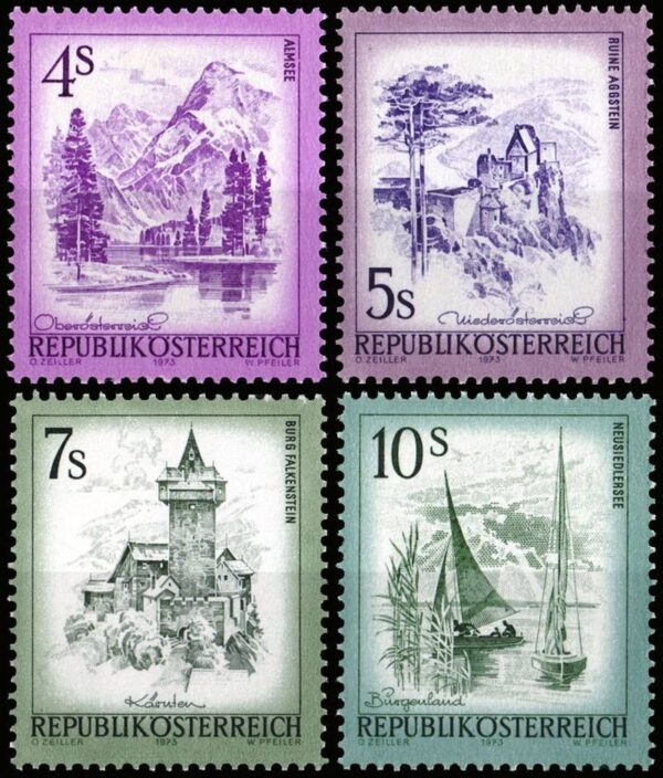 AUSTRIA/SELLOS, 1973 - PAISAJES - SERIE ORDINARIA - YV 1259/62 - 4 VALORES - NUEVO