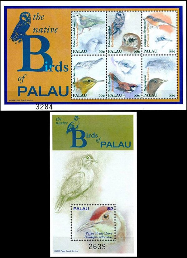 PALAU/SELLOS, 2000 - AVES - YV 1438/43 + BF 1088 - HOJITA DE 6 VALORES + BLOQUE - NUEVO