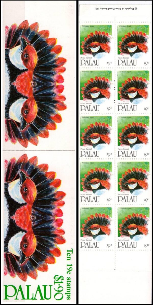 PALAU/SELLOS, 1991 - AVES - YV C 386a - CARNET DE 10 VALORES - NUEVO