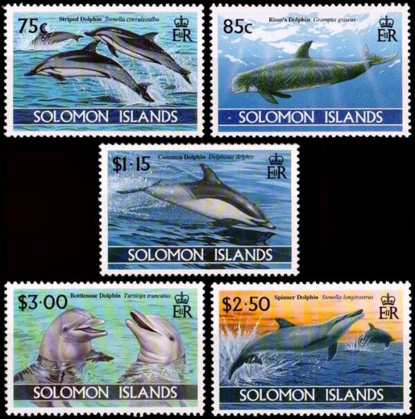 SALOMON - SELLOS - AÑO 1994 - FAUNA MARINA: DELFINES - YV 808-12 - 5 VALORES -NUEVO