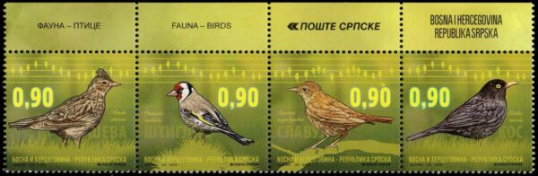 REPUBLICA SERBIA DE BOSNIA/SELLOS, 2015 - AVES CANTORAS - YV 613/16 - 4 VALORES - NUEVO