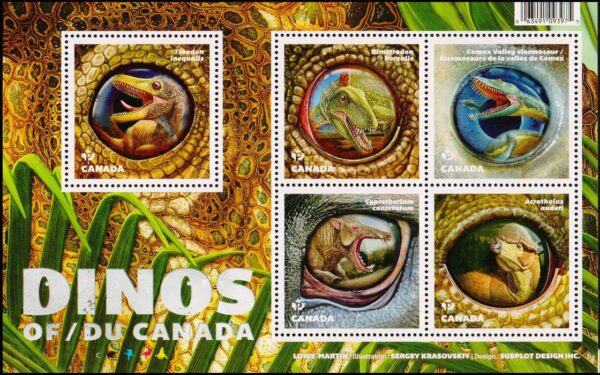 CANADA - SELLOS - AÑO 2016 - PREHISTORICOS - DINOSAURIOS - BLOQUE - NUEVO