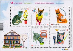 CANADA - SELLOS - AÑO 2015 - ANIMALES DE COMPAÑÍA - YV F 3125 - BLOQUE - NUEVO