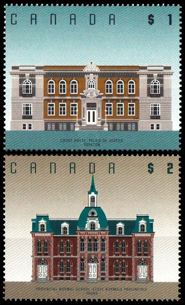 CANADA/SELLOS, 1994 - ARQUIRECTURA CANADIENSE - SELLOS ORDINARIOS - YV 1354/55 - 2 VALORES - NUEVO