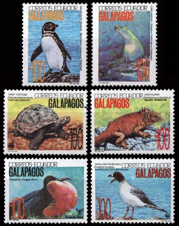 ECUADOR/SELLOS, 1992 - FAUNA DE LAS ISLAS GALAPAGOS - YV 1240/45 - 6 VALORES - NUEVO