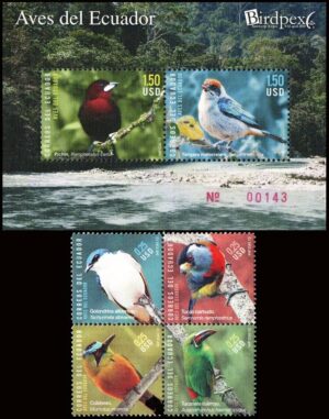 ECUADOR/SELLOS, 2010 - FAUNA: AVES ECUATORIANAS - YV 2202/05 + BF 152 - 4 VALORES + BLOQUE - NUEVO