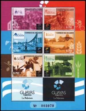 ECUADOR/SELLOS, 2012 - TURISMO - PROVINCIA DE GUAYA - YV 2451/56 - HOJITA DE 6 VALORES - NUEVO