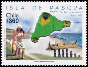 CHILE/SELLOS, 1999 - ISLA DE PASCUA - MAPAS - NATIVO - ESTATUAS - YV 1490 - 1 VALOR - NUEVO - MINT