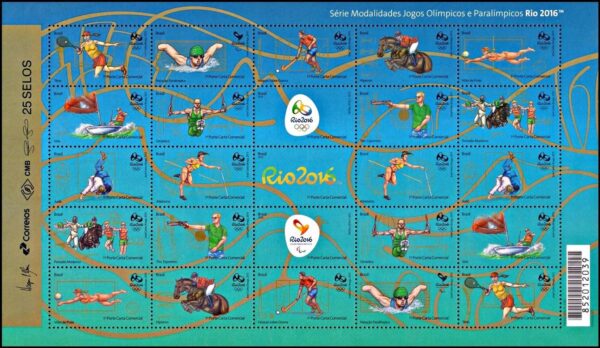 BRASIL/SELLOS, 2016 - DEPORTES - JUEGOS OLIMPICOS "RIO 2016" - YV 3471/925 - HOJA DE 25 VALORES - NUEVO