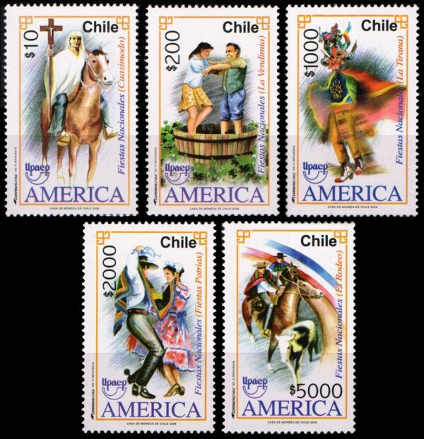 CHILE/SELLOS, 2008 - AMERICA UPAEP - FIESTAS NACIONALES - YV 1863/67 - 5 VALORES - NUEVO