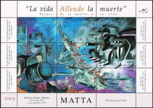 CHILE/SELLOS, 2008 - PINTURA - ROBERTO MATTA - YV 1854/62 - HOJITA - NUEVO