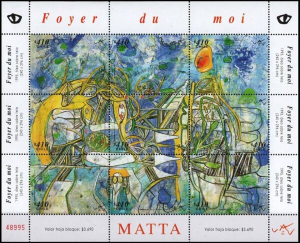 CHILE/SELLOS, 2008 - PINTURA - ROBERTO MATTA - YV 1826/34 - HOJITA - NUEVO