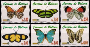 BOLIVIA/SELLOS, 2001 - FAUNA: MARIPOSAS - YV 1089/94 - 6 VALORES - NUEVO
