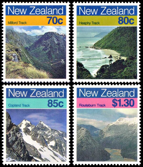 NUEVA ZELANDIA/SELLOS, 1988 - TURISMO - PAISAJES - MONTAÑAS - YV 991/94 - 4 VALORES - NUEVO