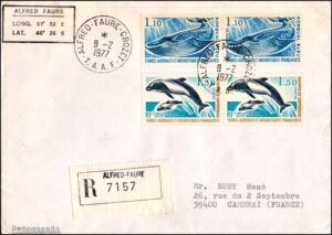 ANTARTIDA FRANCESA/ (T.A.A.F.) SOBRES, 1977 - CARTA CIRCULADA - REGISTRACION R 7157
